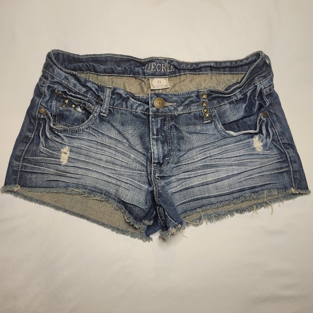 Women's Decree Blue Jean Shorts Distressed Cut-Off Style